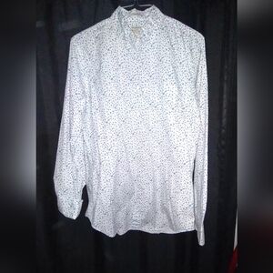 J. Crew White and Blue Patterned Men's Shirt